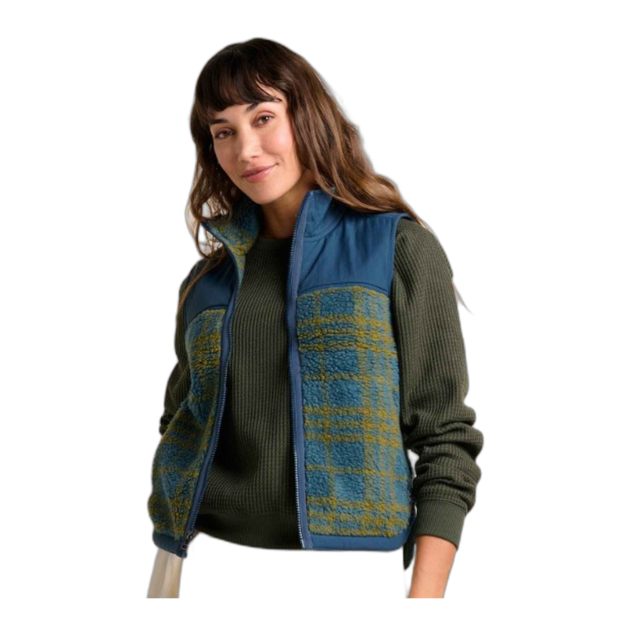 Toad&Co - Women's Sespe Sherpa Vest - Ink Plaid / S
