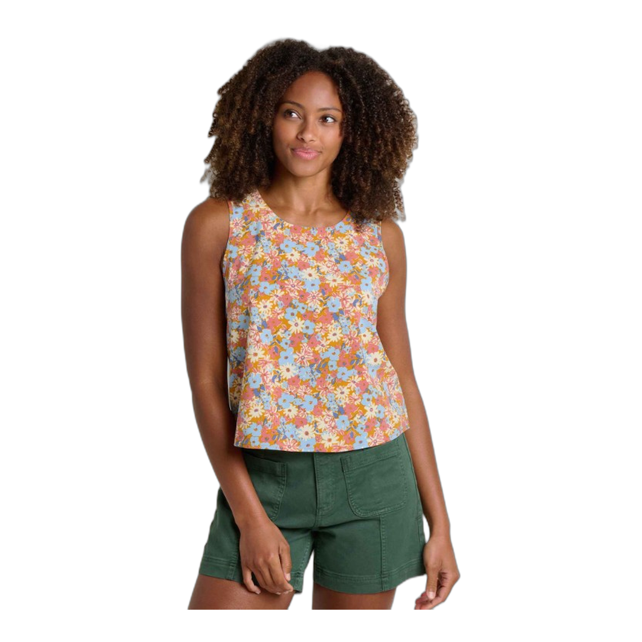 Toad&Co - Sunkissed Button Back Tank - Sunset Print / XS