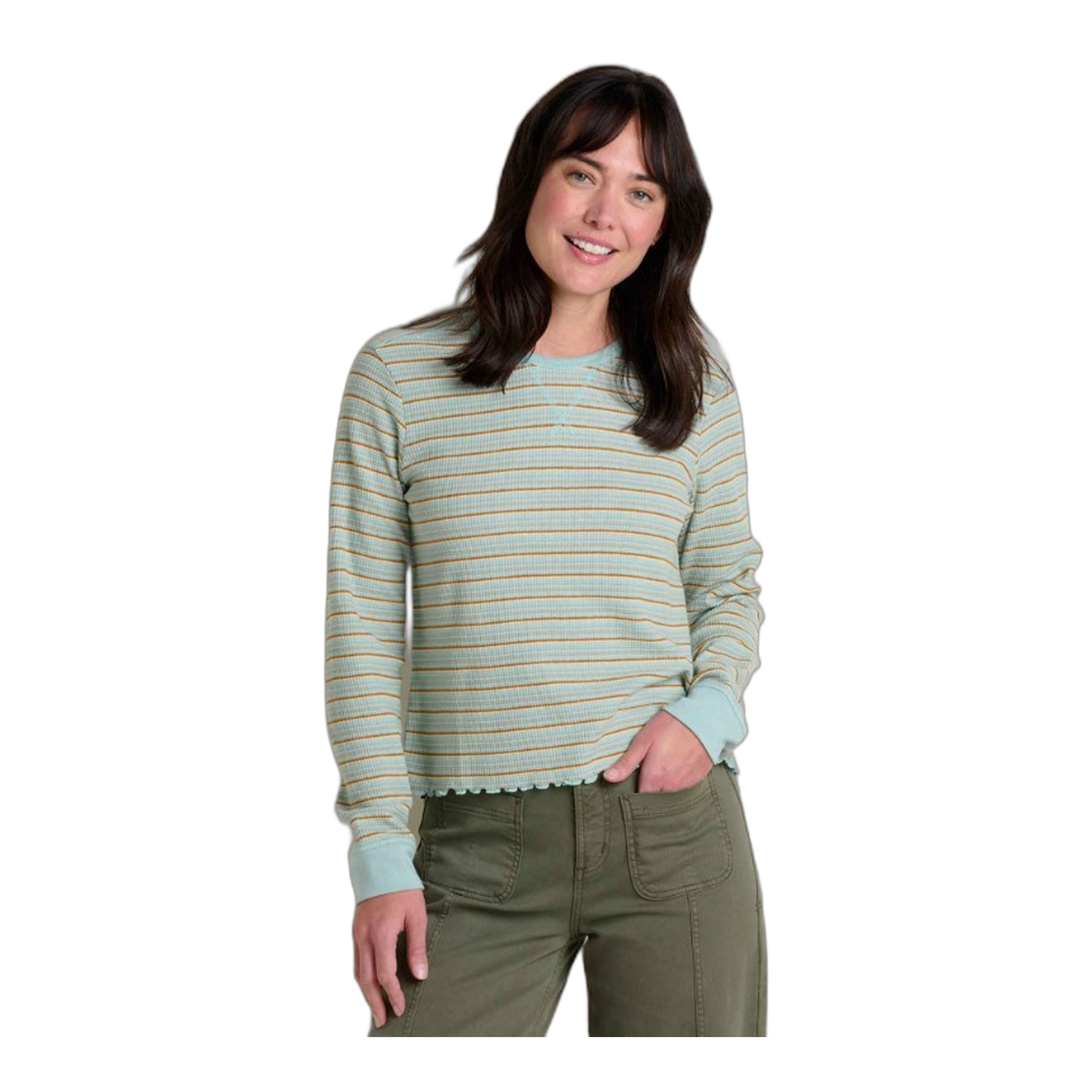 Toad&Co - Foothill Long Sleeve Crew - Cloud Multi Stripe / L