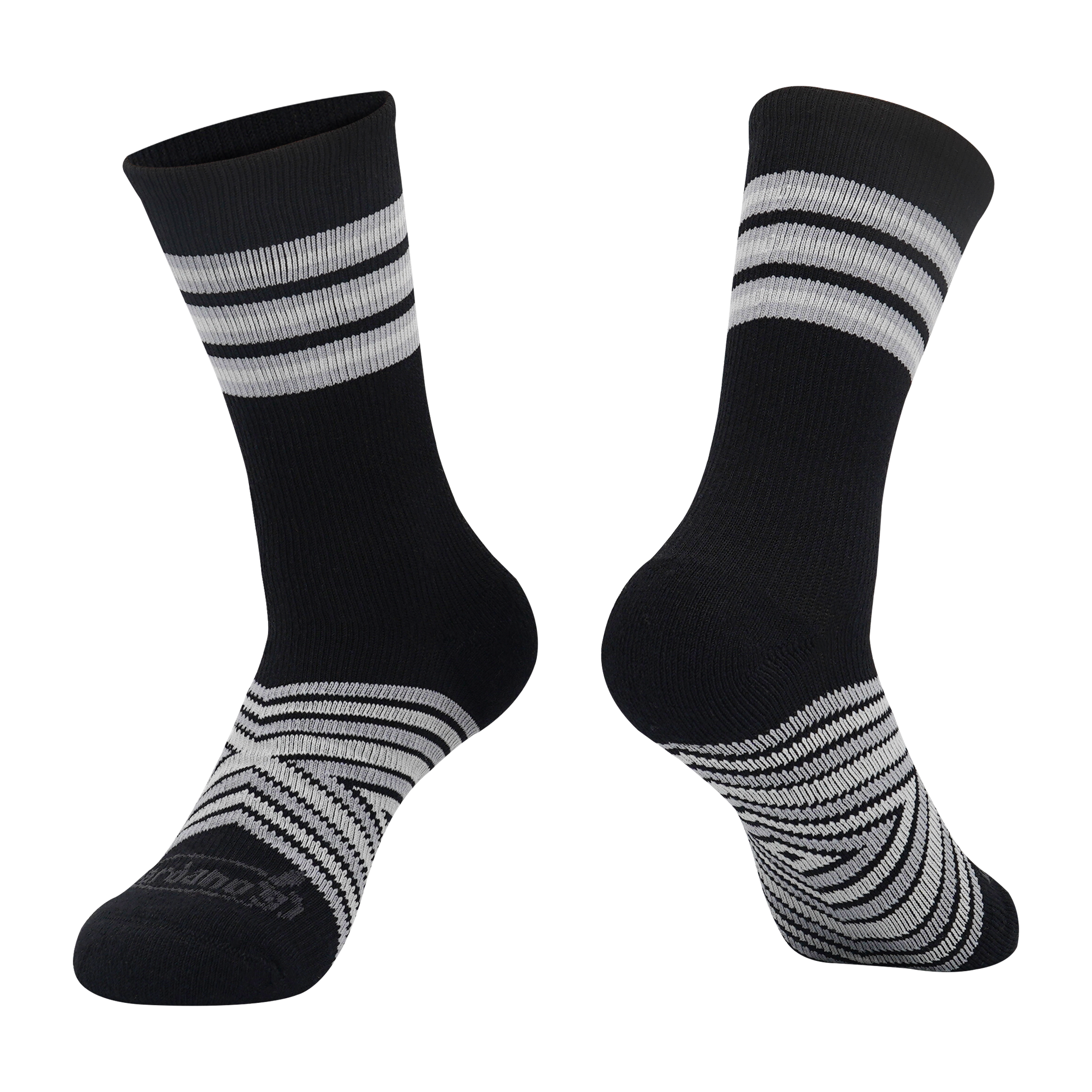 Dardano's - Men's Crew Socks Targeted Cushion - Striped Black / XL