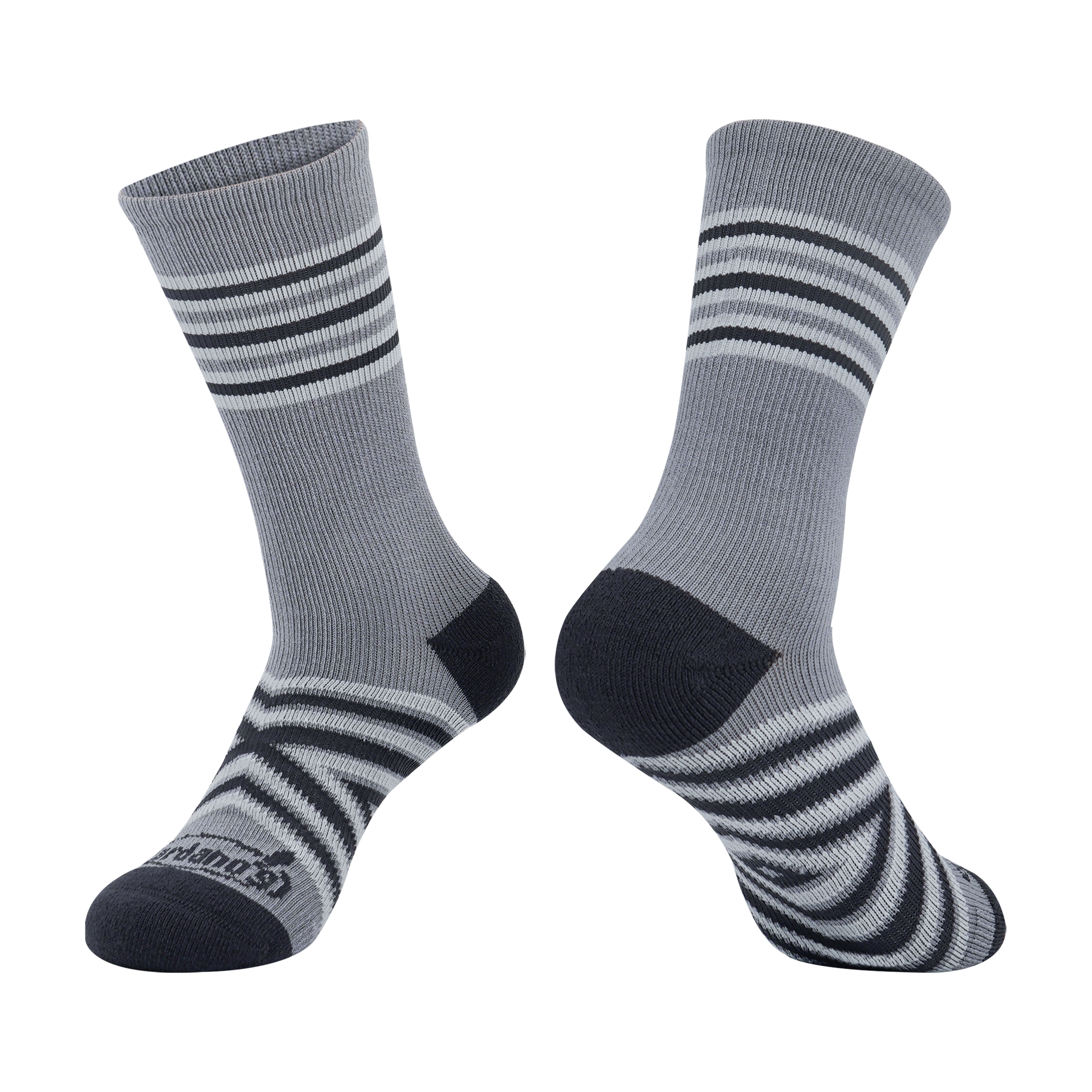 Dardano's - Men's Crew Socks Targeted Cushion - Striped Grey / XL