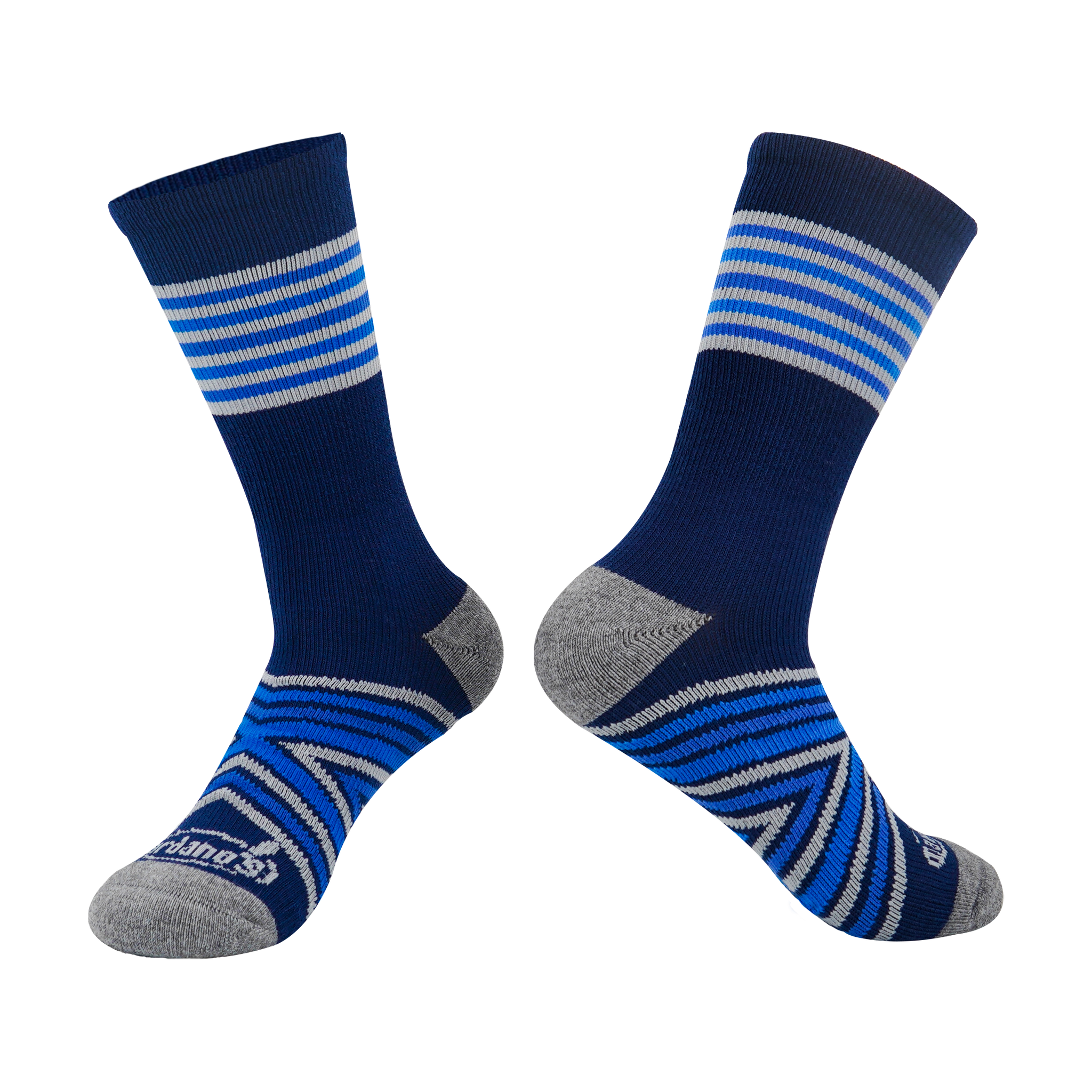 Dardano's - Men's Crew Socks Targeted Cushion - Striped Blue / L