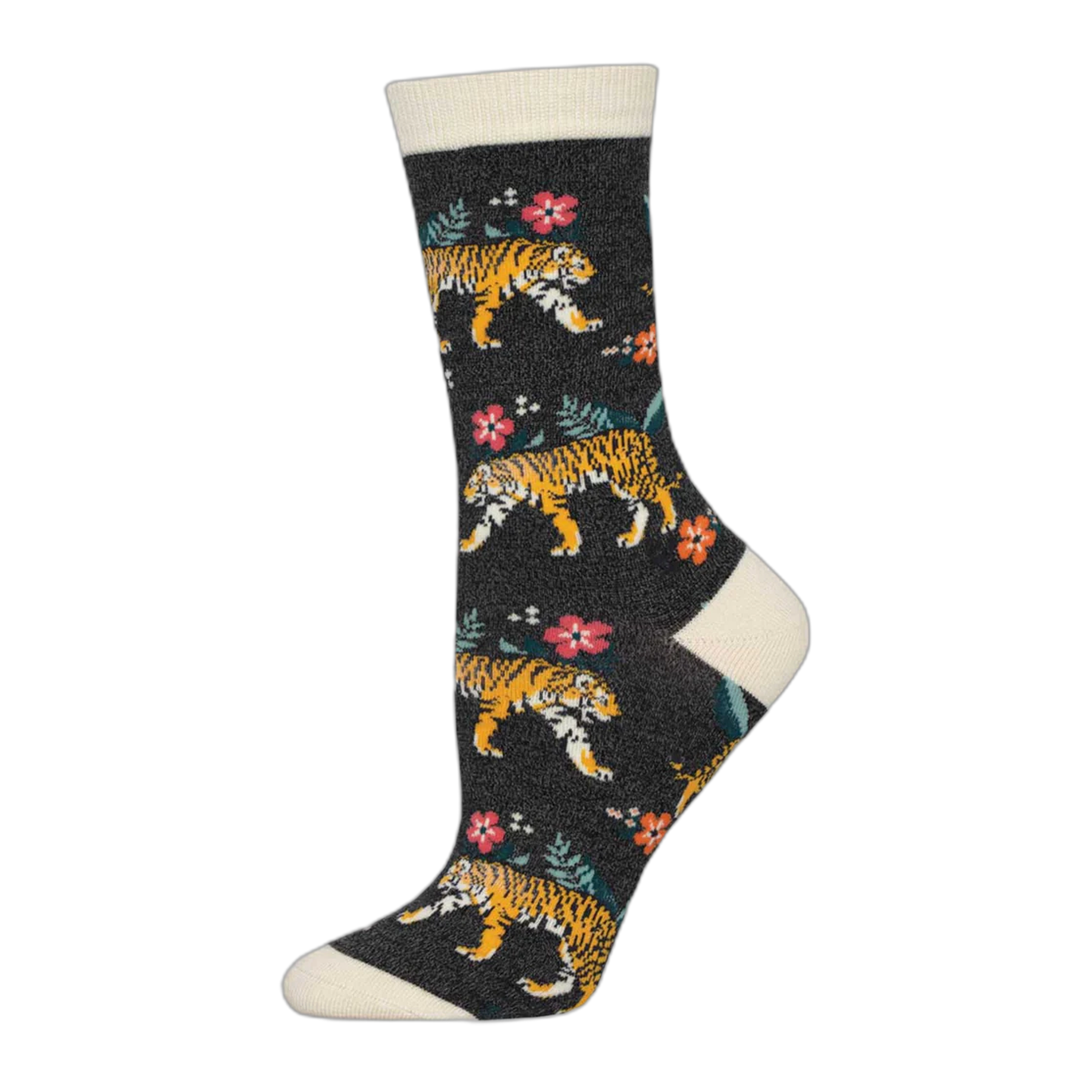 Socksmith - Tiger Floral - Charcoal Heather / One Size