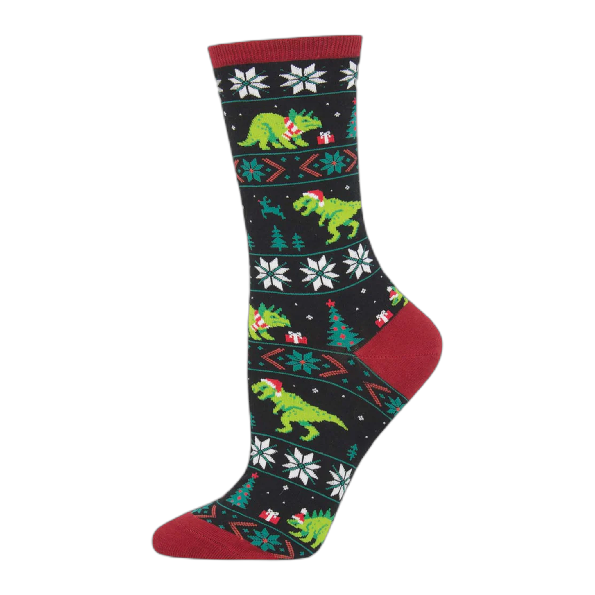 Socksmith - Women's Santasaurus Rex - Black / ONE SIZE