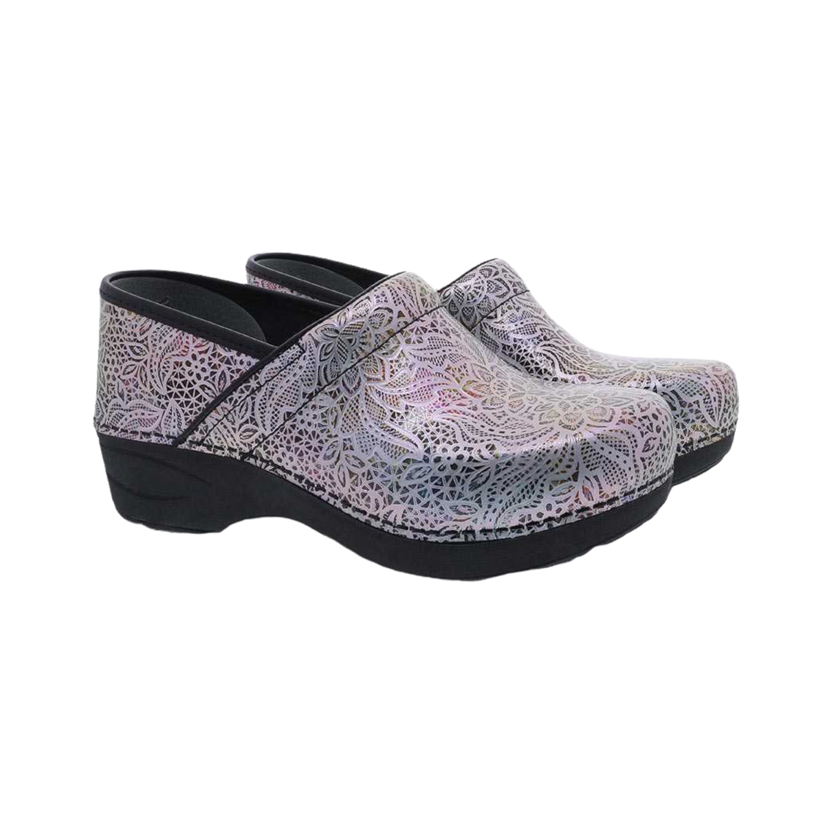 Dansko grey tooled patent 2025 leather