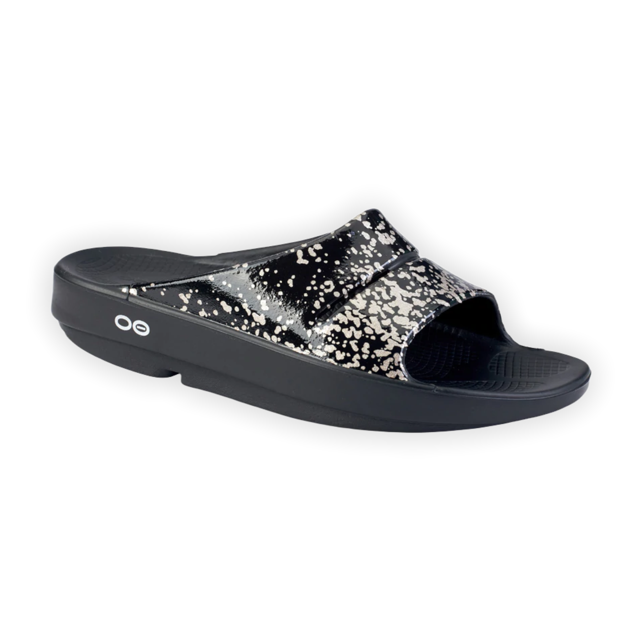 OOFOS - Women's OOahh Luxe Slide Sandal Limited Edition - Black/Champagne Pop / M / M4/W6