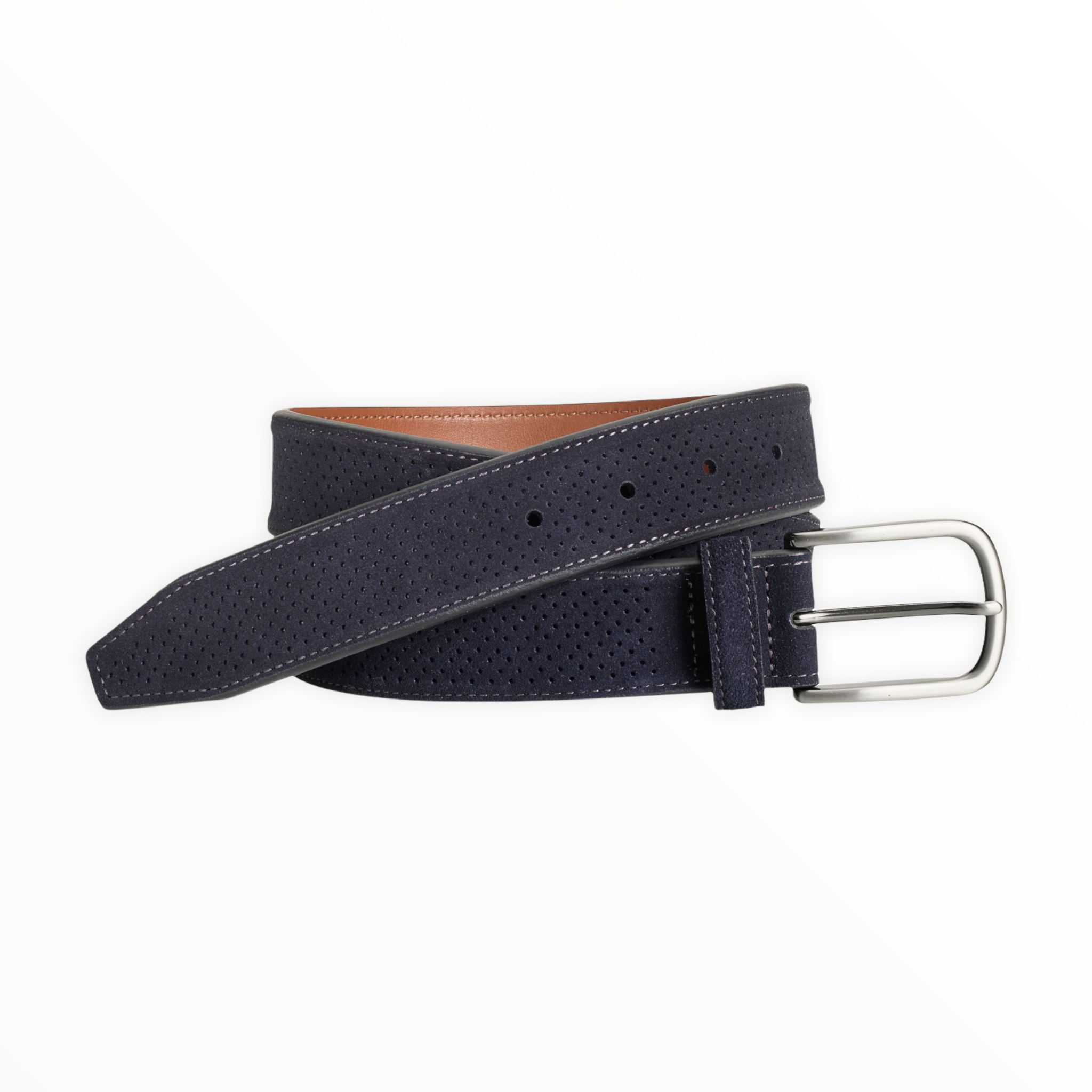 Johnston & Murphy - Perfed Suede Belt - Navy / 34