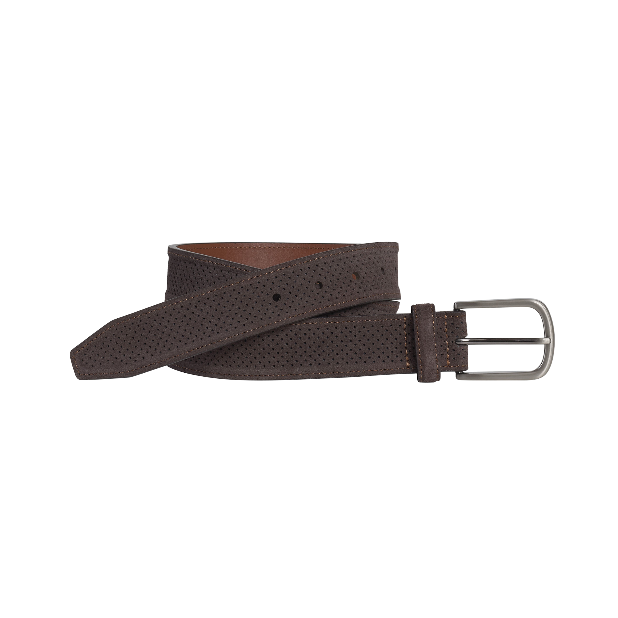 Johnston & Murphy - Perfed Suede Belt - Brown / 38