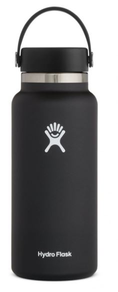Hydro Flask Vacuum Insulated Stainless Steel Water Bottle Wide Mouth with  Straw Lid (White, 32-Ounce)