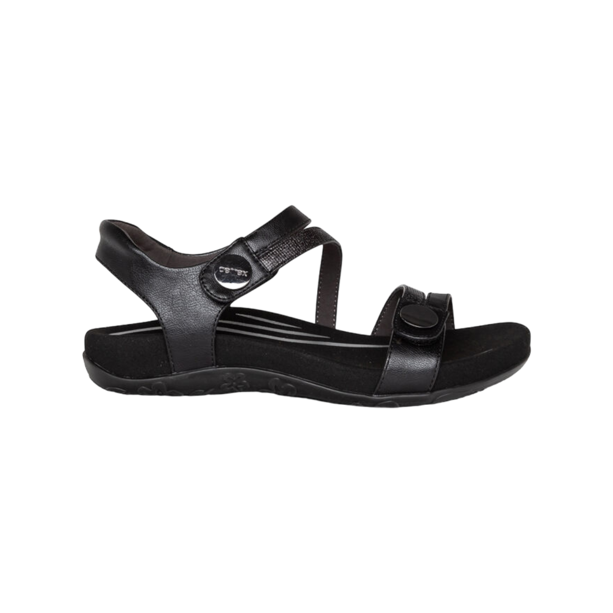 Aetrex - Jess Adjustable Quarter Strap Sandal - Black / M / 38