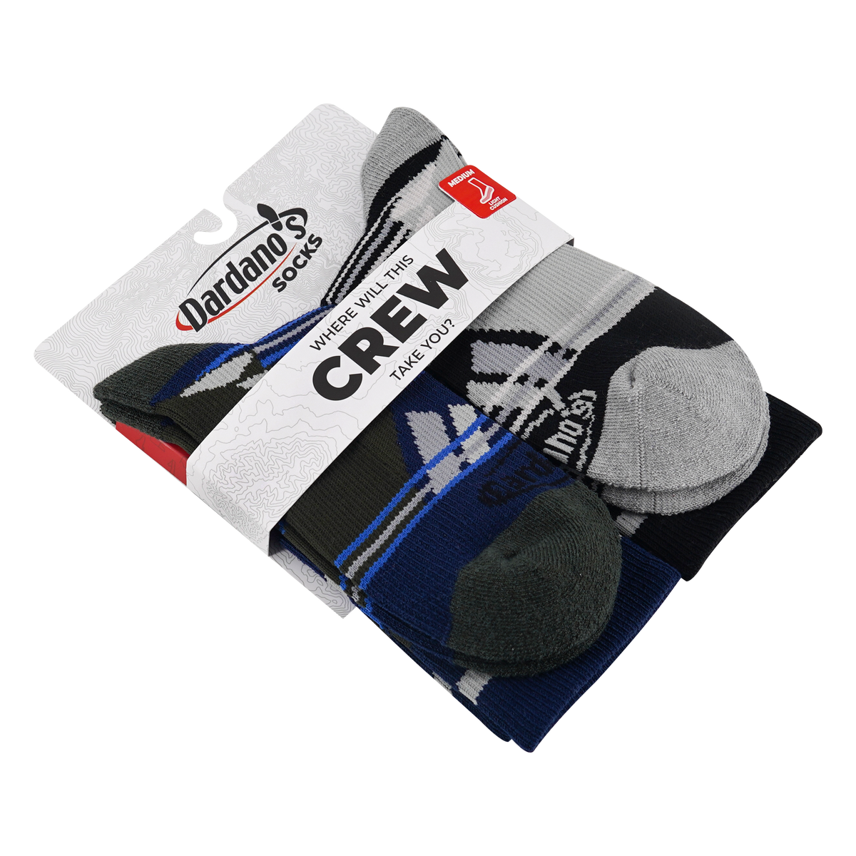 Dardano's - Men's Crew Socks Light Cushion 2-Pack